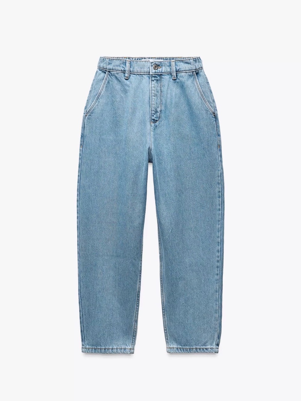 NWT Zara Light Blue High-Rise Relaxed Carrot style Jeans